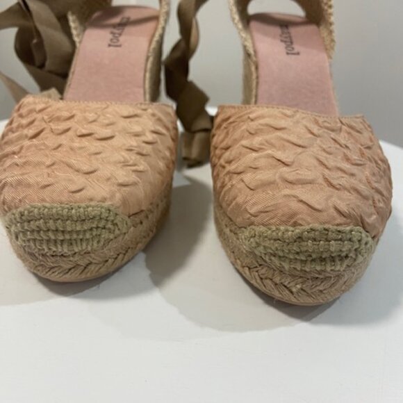NWOT⭐️ Maypol Espadrilles Platform Wedge Silk Blush/Taupe Lace Up -8 - Picture 3 of 9